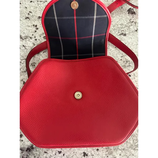 Vintage Burberrys Red Leather Shoulder Bag Crossbody Embossed Logo Crest Rare - Image 11