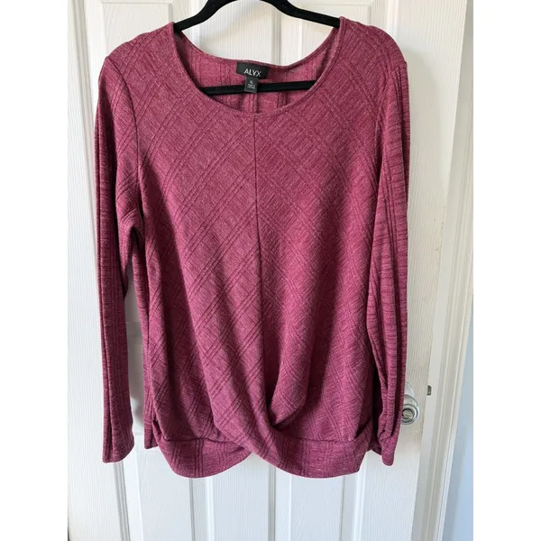 Pink Twist Front‎ Long Sleeve Top Stretch Knit Blouse Casual Flattering Fit XL - Image 6