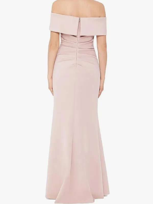 XSCAPE Scuba Crepe Off Shoulder Long Maxi Dress Formal Blush Pink 3008 Size 4 - Image 2