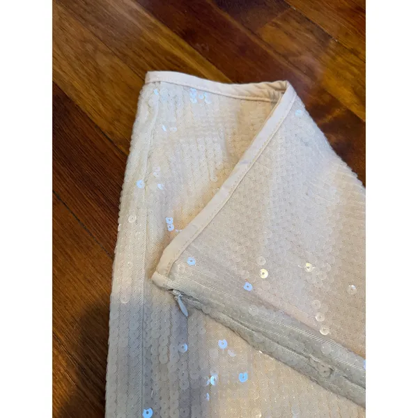Forever 21 Champagne Sequin Maxi Skirt Straight‎ High Slit NWT Small - Image 3