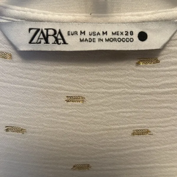 Zara gauze creamy white gold foil dot top - Image 3