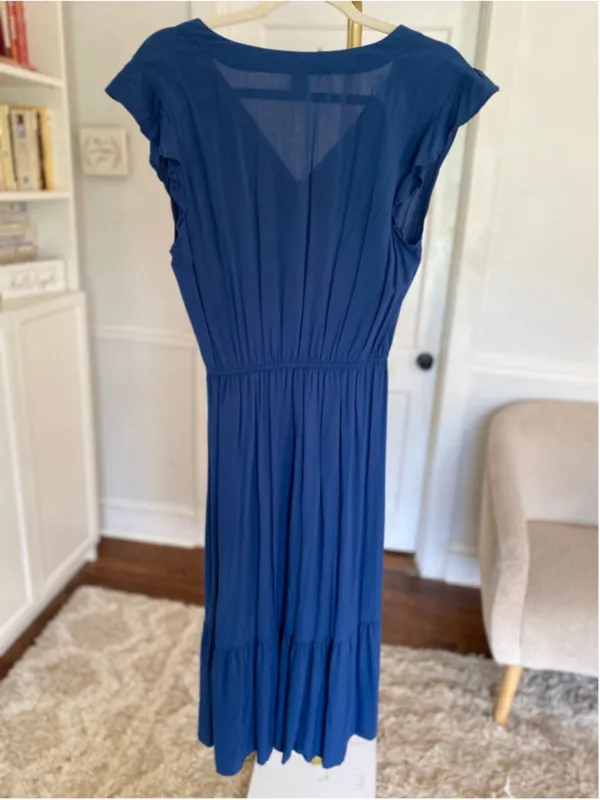 Old Navy Blue Midi Dress Coastal Quiet‎ Luxury Feminine Resort Core S Clean Girl - Image 3