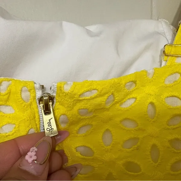 Lilly Pulitzer Blossom Eyelet Dress Pineapple Juice Yellow Sundress Size 0 - Image 9