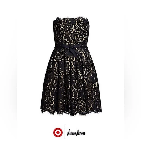 Robert Rodriguez Target Neiman Marcus Black Lace Fit Flare Cocktail Dress Bow 6 - Image 5