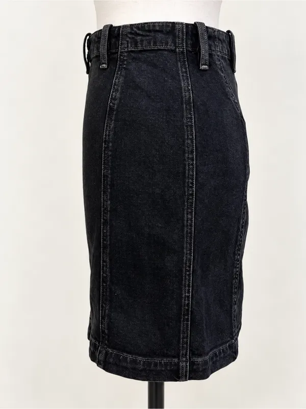 💥 AGOLDE Siouxise Washed Black Denim Mini Skirt Exposed Back Zip Sz 27 💛 - Image 5