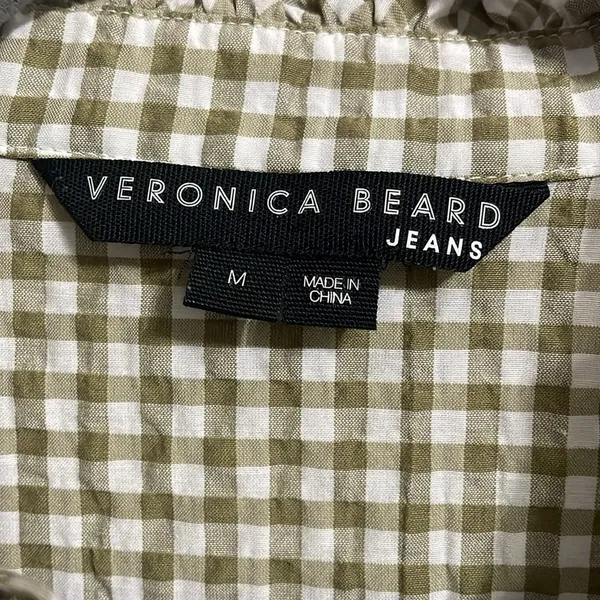 💙💖 Veronica Beard Tenille Ruffle Sleeve Shirt in Olive/White - Image 4