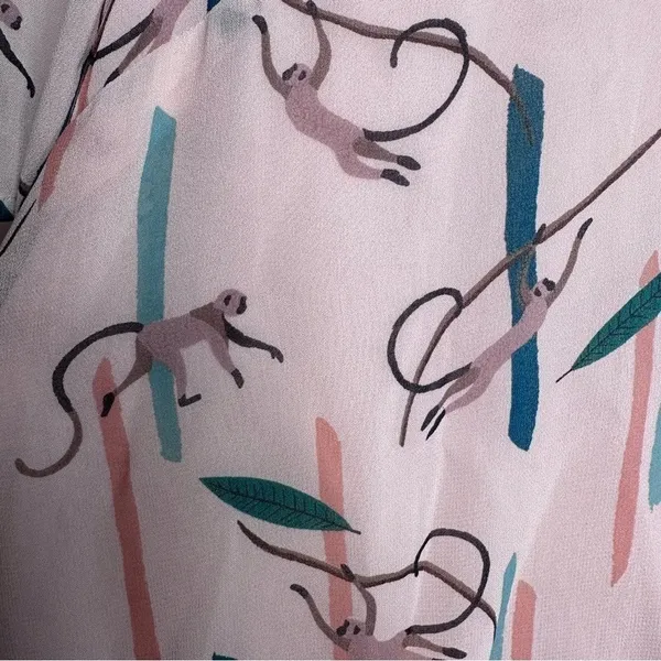 Emily and Fin ModCloth Monkey Around Town Blouse Size Large - Image 6