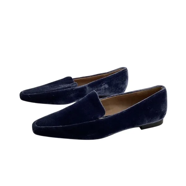 Sam Edelman Emelie Square Toe Loafers Womens Size 6.5 Velvet Slip On Blue Flats - Image 7