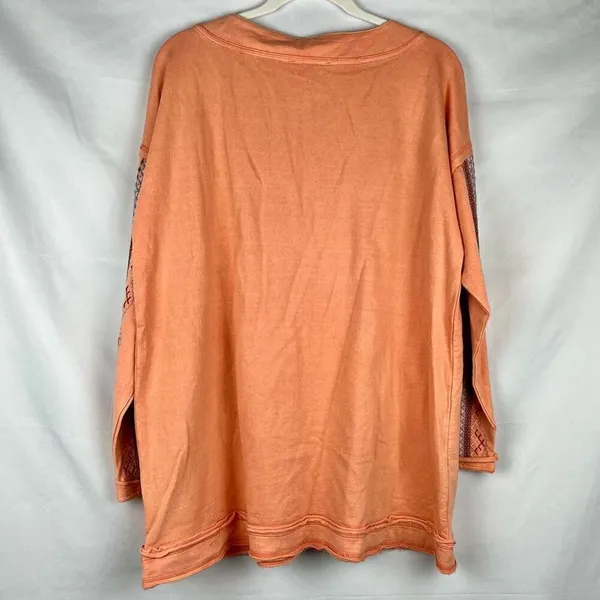 Tru Luxe Jeans Peach Long Sleeve Embroidered Top XL - Image 4