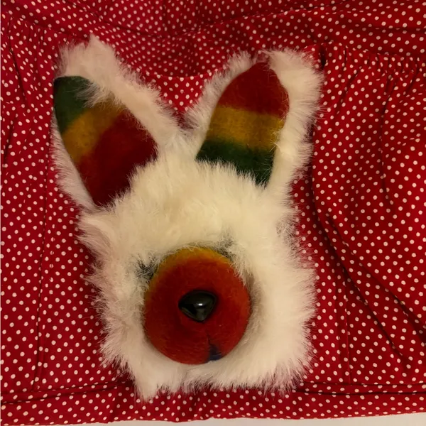 Handmade Red Polka Dot Women's Bag with Bunny Design.Has a plastic lining to protect.NWOT - Image 2