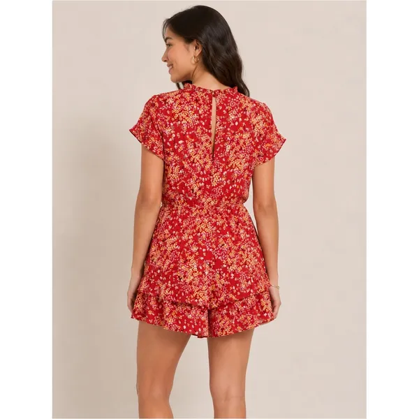 Francesca's Mi Ami Dedra Floral Tiered‎ Ruffled Romper Large NWT Pink - Image 2