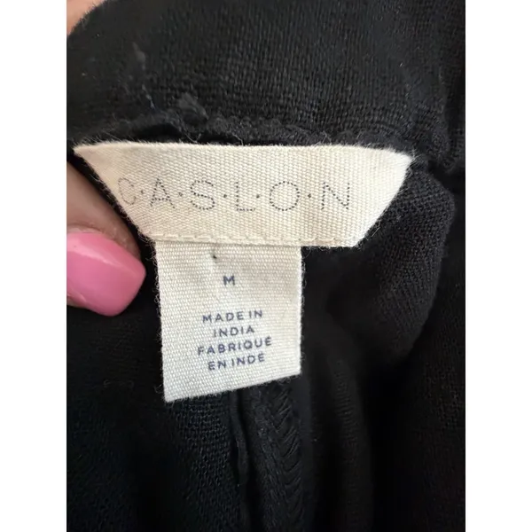 CASLON‎ Pants Womens Medium Black Linen Cropped Wide Leg New Pockets #OP10-1 - Image 2