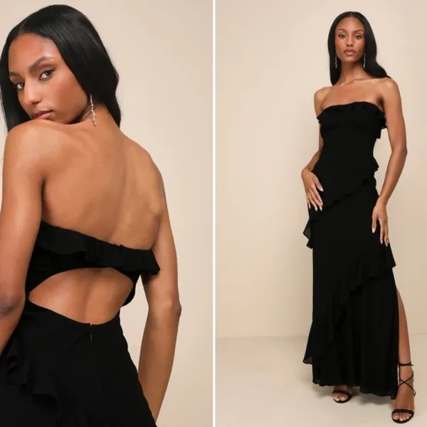 LULUS Prom Wedding Bridesmaid Sexy Flowy Romantic Elegant Maxi Dress - Image 2