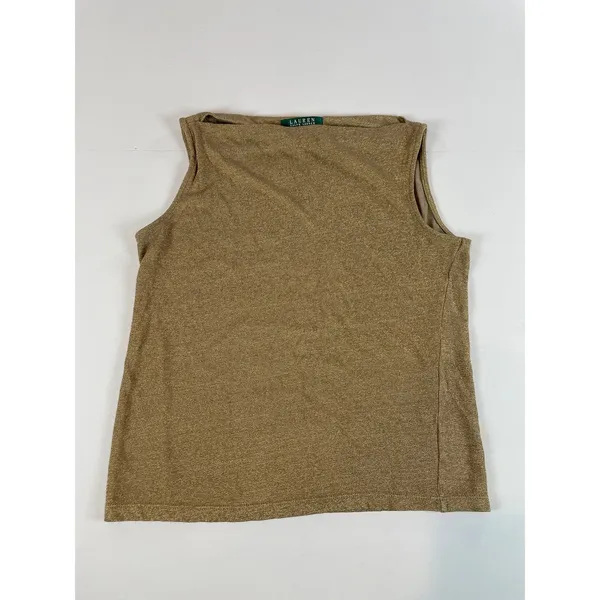 Lauren Ralph Lauren Gold Sleeveless Top Size M Classic Style - Image 4