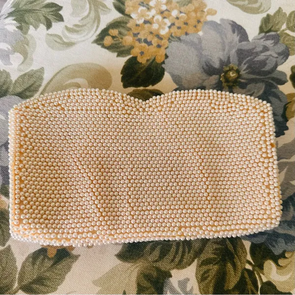 Vintage Faux Pearl Beaded Clutch - Image 6