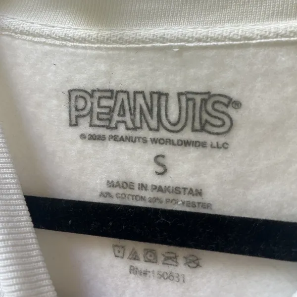Peanuts Snoopy White Crew Neck Sweater S Halloween Boo Crew Witchy Pumpkin Patch - Image 3