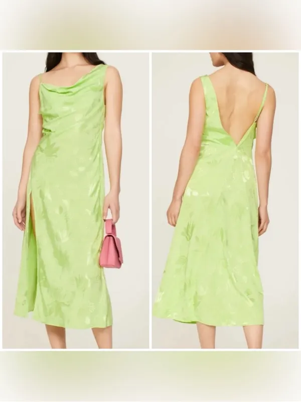 NWT For Love & Lemons Ilana jacquard Midi Dress in Green size M - Image 3