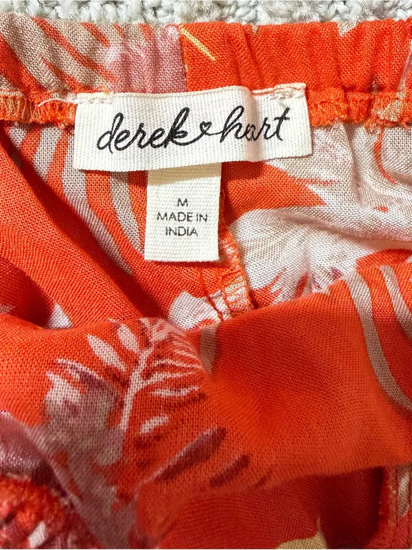 Derek Heart Tropical-Print Orange Mini Romper - Sleeveless V-Neck Sz M - Image 8