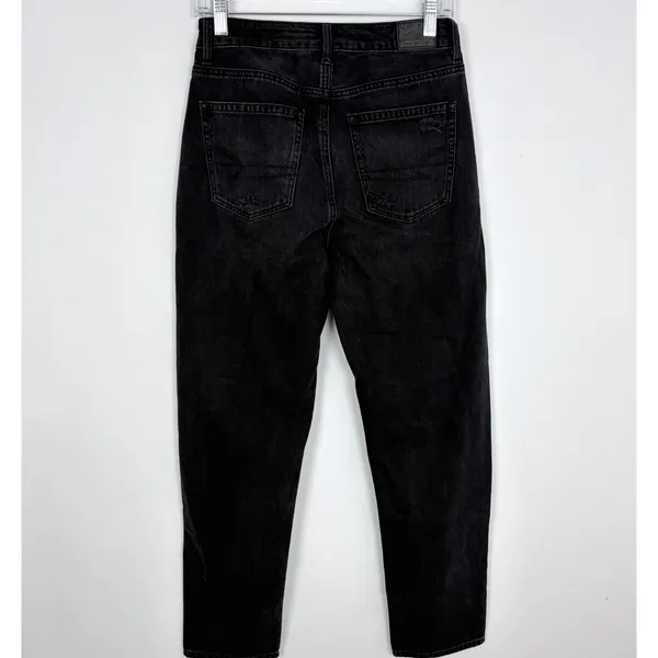 American Eagle Mom Straight Jean Washed Black Denim High Rise Size 2 Regular - Image 7