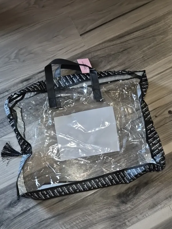 Juicy Couture Clear Pillow Travel Tote with Black Trim and Pink Panel - Image 2