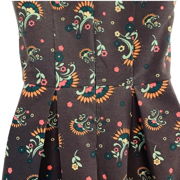 Matilda Jane Floral Fit & Flare Dress XS Brown Retro Print - Image 4