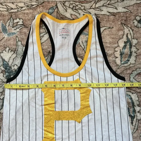 MLB 5th & Ocean Women's Racerback Pinstripe Glitter Tank Top T-Shirt Size Small - Image 2