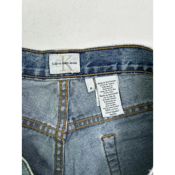 Calvin Klein 1990's women’s Omega Side Slit SZ 6 denim shorts wash double stone - Image 4