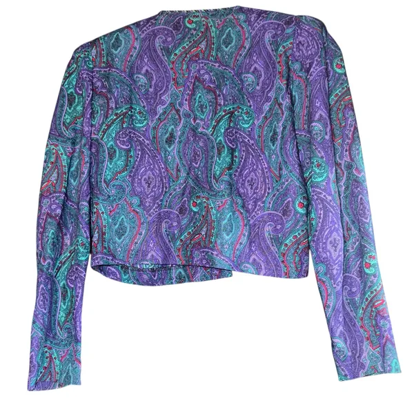 Vintage Jessica Howard Paisley Cropped Jacket Boho Y2K 90s Small‎ Petite ~Flaw - Image 4