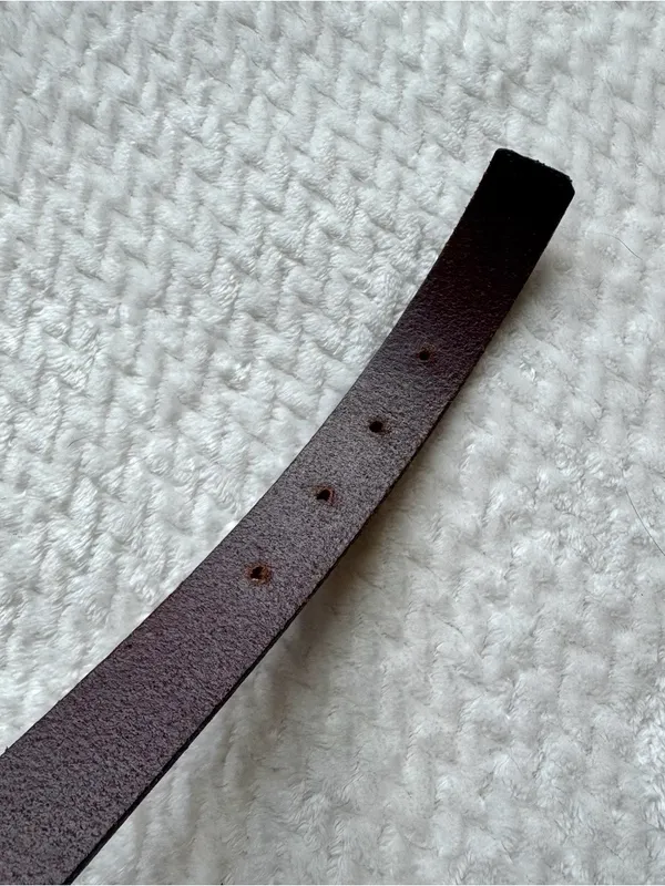 Calvin Klein Leather CK Logo Belt Women's 36 L Italian Saddle Leather Brown USA - Image 8