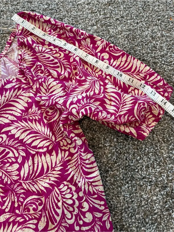Loft Petites Pink Botanical Print Square Neck Puff Sleeve Blouse MP NWT - Image 4