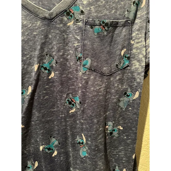 Disney Lilo & Stitch Experiment 626 Burnout Distressed V-neck Tee Sz L - Image 2