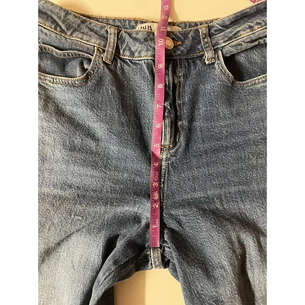 Zara Medium Wash Blue Straight Wide Leg Jeans Size 4 - Image 5