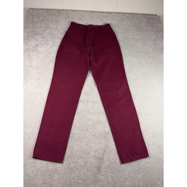 VTG Women's 90s Burgundy Denim Wrangler Jeans WPL6428 12x34 Cowgirl Cut - Image 4