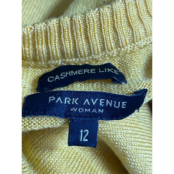 Park Avenue Women's Yellow Cashmere-Like Long Sleeve Knit Sweater Top Size 12 - Image 5