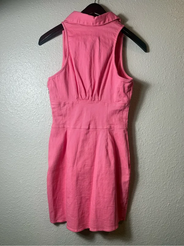 Saints & Secrets NWT Hot Pink Sleeveless Button Front Mini Dress‎ Size S AU 8 - Image 3