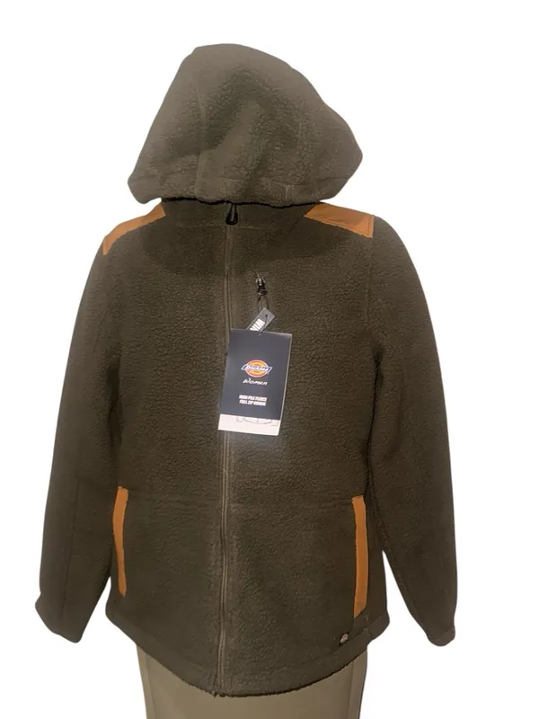 NWT Dickies Windproof High Pile Fleece Bonded Knit Jacket Moss Green Full Zip - Image 4