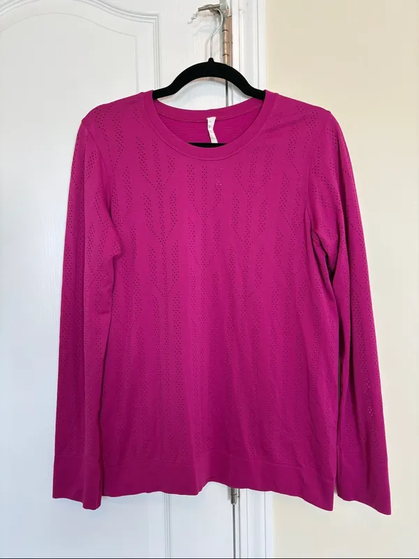 Lululemon Swiftly Breathe Long Sleeve Fletching Lines Ripened Raspberry Size 10 - Image 3