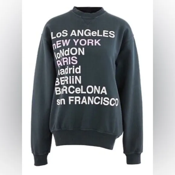 Anine Bing City Love Sweatshirt Charcoal Size M - Image 3