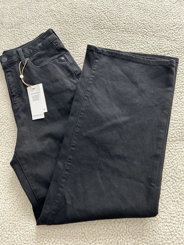 Quince Bella Stretch High Rise Wide Leg Jeans Black Size 29/30 - Image 3