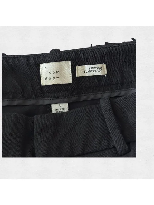 A New Day Black Dressy Flared Office Slacks Size 8 Business Casual Stretch Work Pants - Image 6
