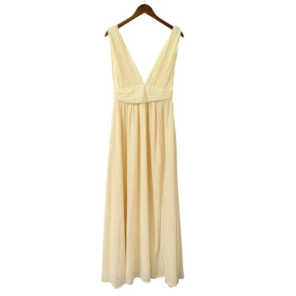 Lulus Heavenly Hues Pale Yellow Maxi Dress size Medium NWT - Image 3