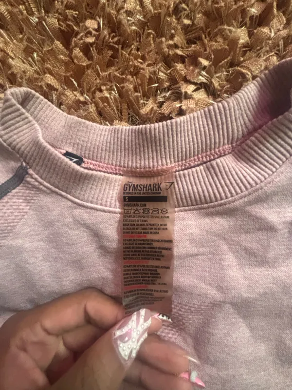 Gymshark Top Long Sleeve Crop grey and pink gradient - Image 2