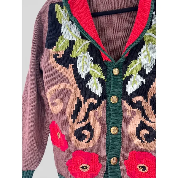 Storybook Knits M Vintage 90's embroidered Maximalist novelty cardigan Sweater - Image 3