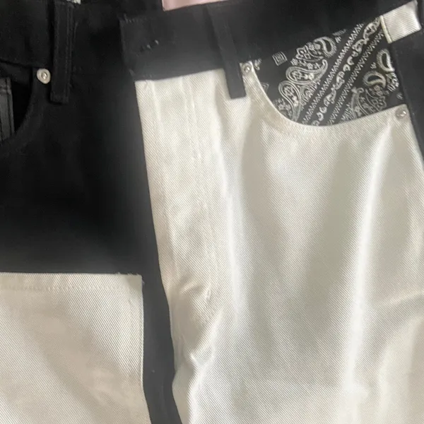 Revice Denim Jeans Women’s Size 26 Black White Bandana Patchwork jeans - Image 5