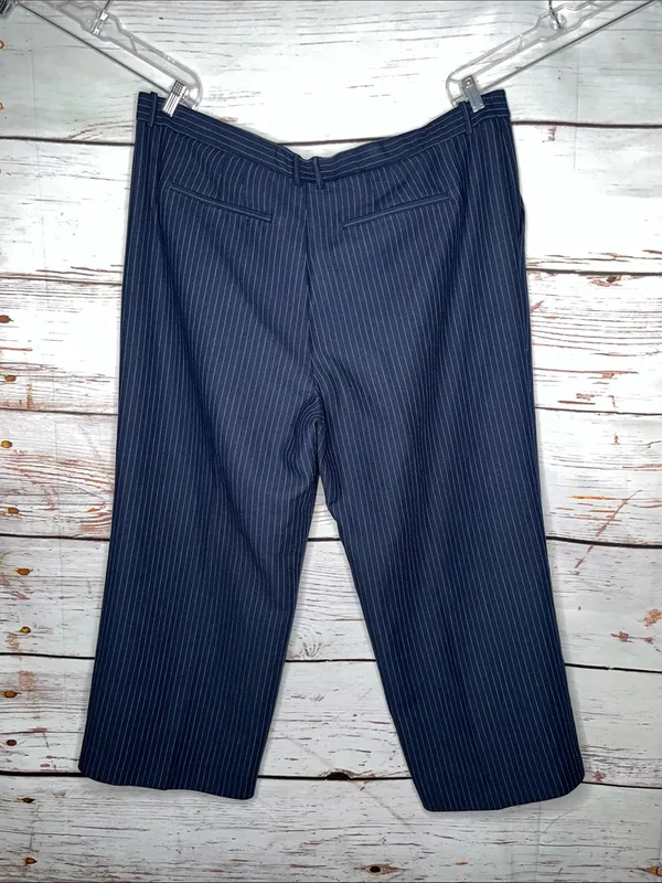Abercrombie & Fitch NWT 22 Short Blue Pinstripe High Rise Ultra Wide Leg Pants - Image 2