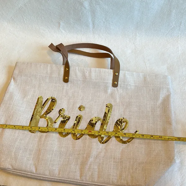 NWOT Mudpie Brand “BRIDE” Tote with Leather Straps - Image 10