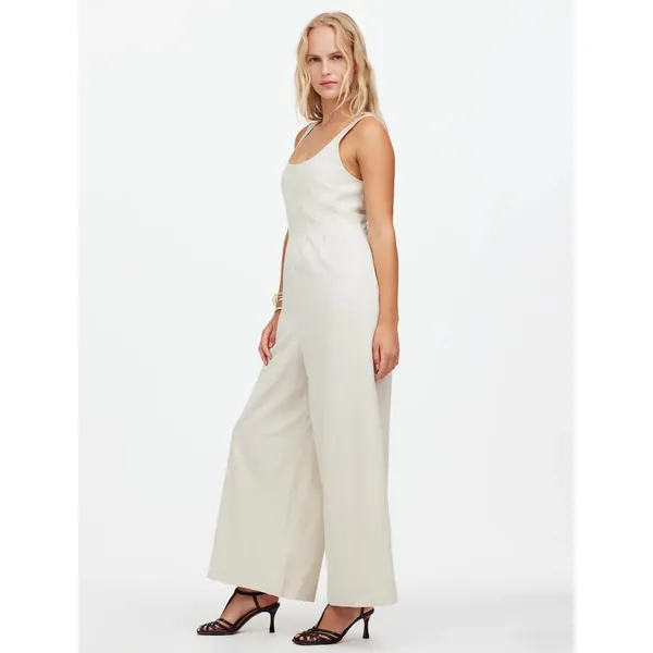 Madewell Wide Leg Jumpsuit Drapey Twill Muted Stone Beige Minimalist US 6 NWT - Image 2