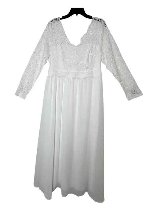 Talisea Wedding Plus Size 14W Formal Bridal Long Sleeve Lace Chiffon Maxi Dress - Image 2