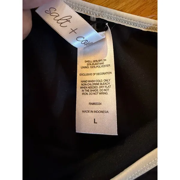 Salt + Cove Bikini Set Womens Size L Black White Trim Underwire High - Image 4
