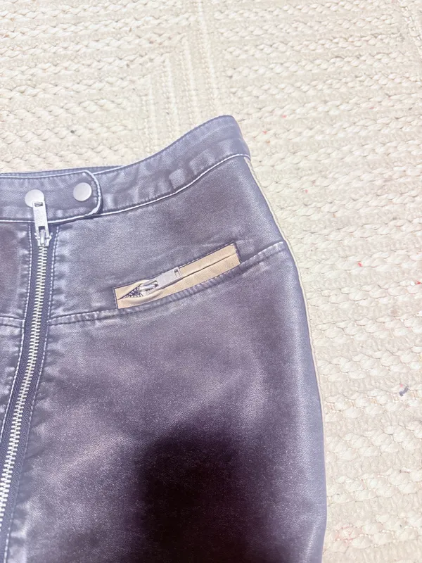 Black Leather Mini Skirt Size XS - Image 3